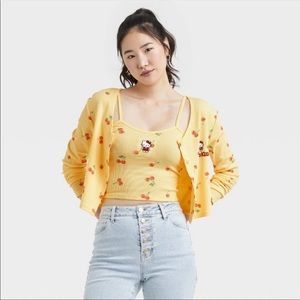 Hello Kitty Graphic Cardigan and Tank Set (yellow w/ cherries) L